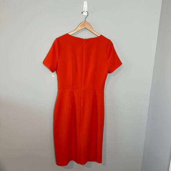 Maggy London Orange SS Side Tie Drape Sheath Dress US Size 8 - Picture 3 of 16